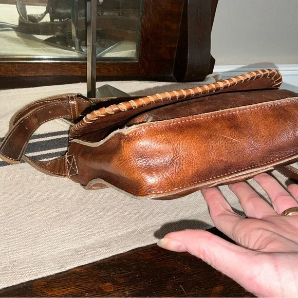 Bed Stu Leather Frankie Crossbody Shoulder Bag Teak Rustic Brown Retail $175